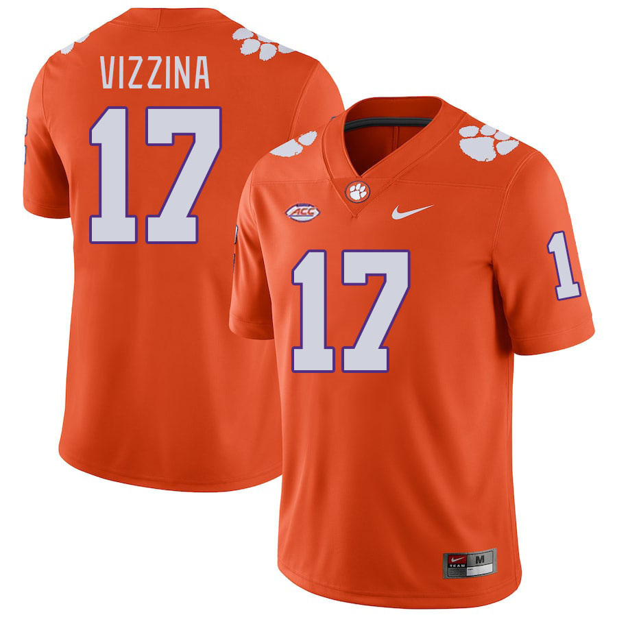 Men #17 Christopher Vizzina Clemson Tigers College Football Jerseys Stitched-Orange